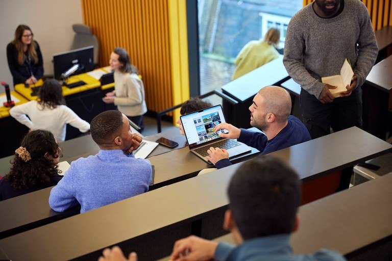 A lecture theatre in Birkbeck's Euston Road building